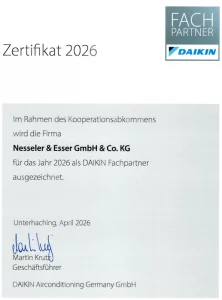 Urkunde Daikin Fachpartner 2026